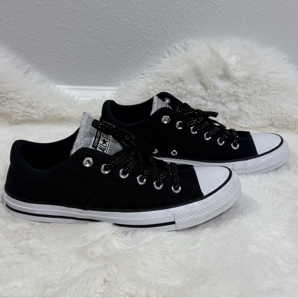 Converse All Star Madison Classic Low Top Shoes Black & Silver Glitter Sneakers